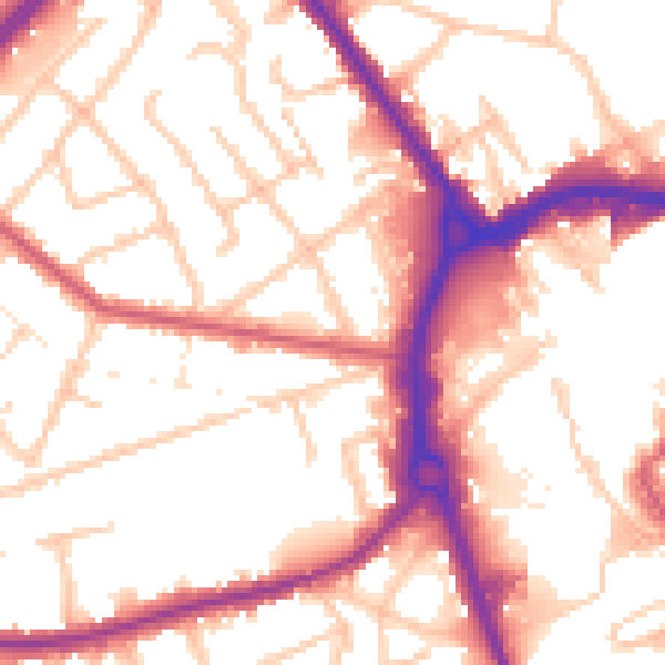 Daytime road noise heatmap for RM7 7HR