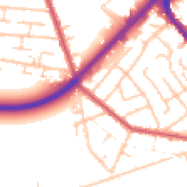 Daytime road noise heatmap for RM7 7JG