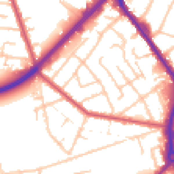 Daytime road noise heatmap for RM7 7LA