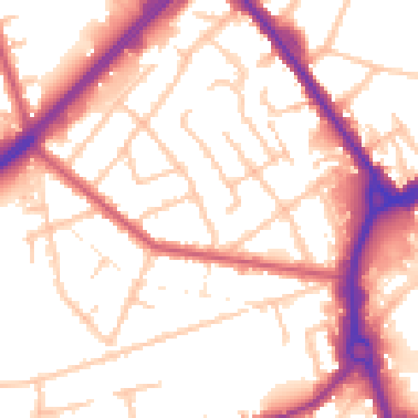 Daytime road noise heatmap for RM7 7LJ