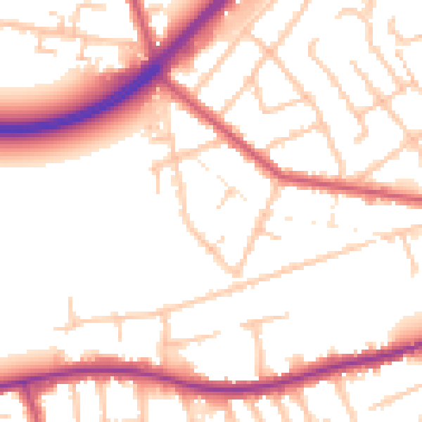 Daytime road noise heatmap for RM7 7RN