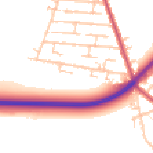 Daytime road noise heatmap for RM7 8BW
