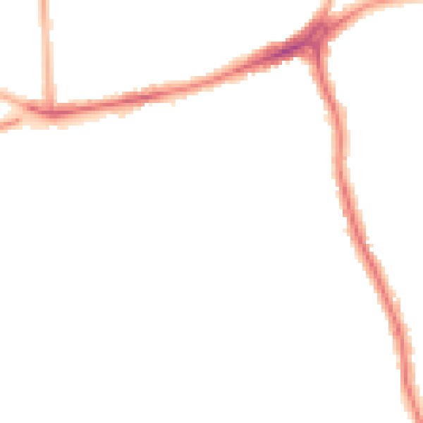 Night-time road noise heatmap for RM7 8NX