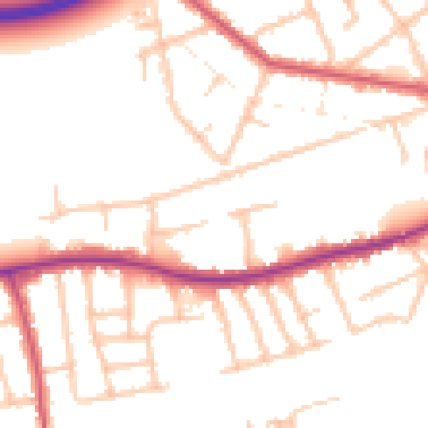 Daytime road noise heatmap for RM7 9BJ