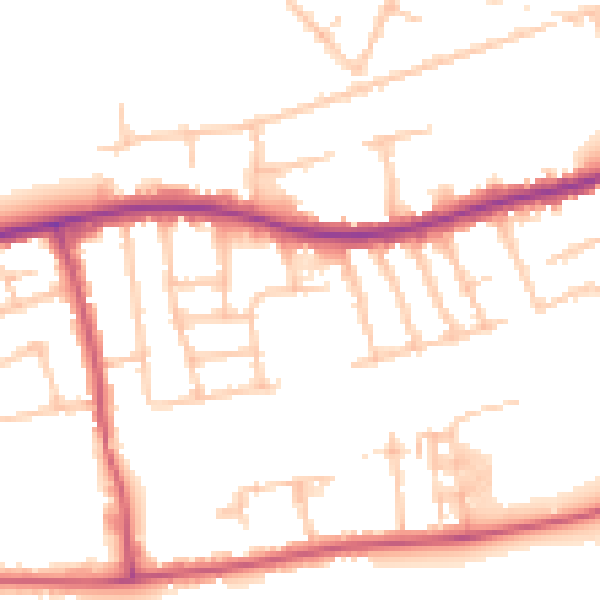 Daytime road noise heatmap for RM7 9EB