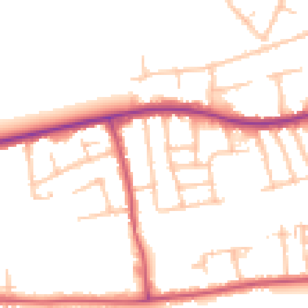 Daytime road noise heatmap for RM7 9JA