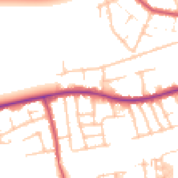 Daytime road noise heatmap for RM7 9PR