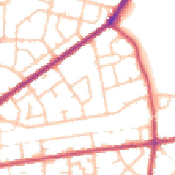 Daytime road noise heatmap for RM9 4BH