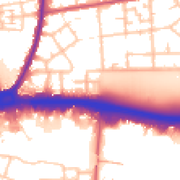 Daytime road noise heatmap for RM9 4BX