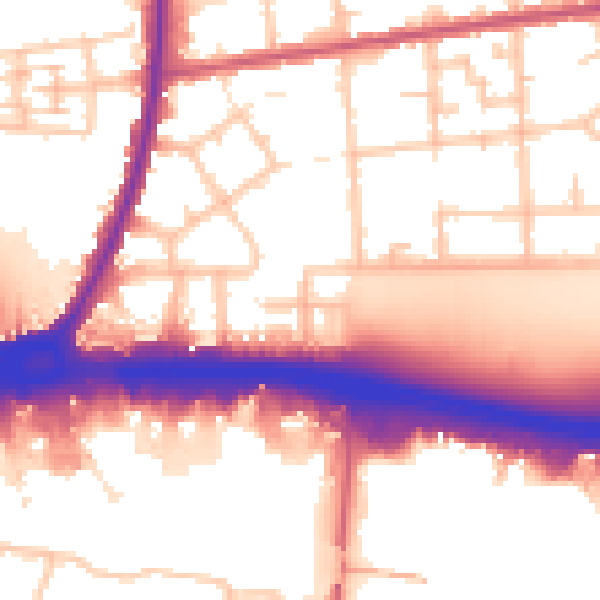 Daytime road noise heatmap for RM9 4BY