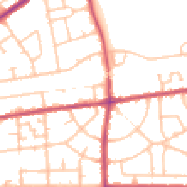 Daytime road noise heatmap for RM9 4DA