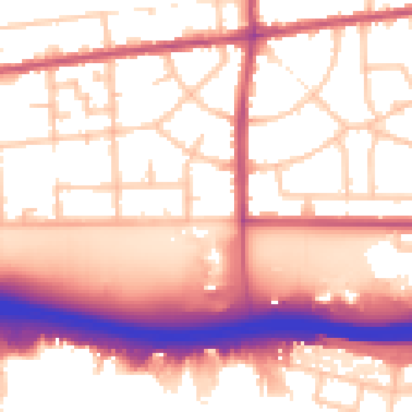 Daytime road noise heatmap for RM9 4RU