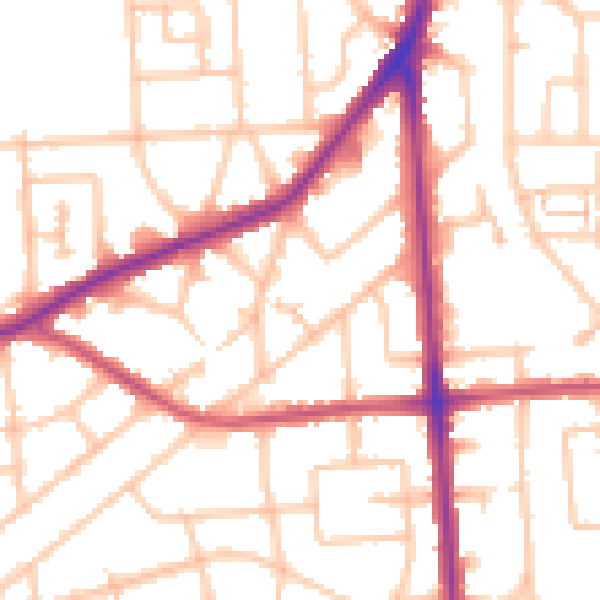 Daytime road noise heatmap for RM9 5AL