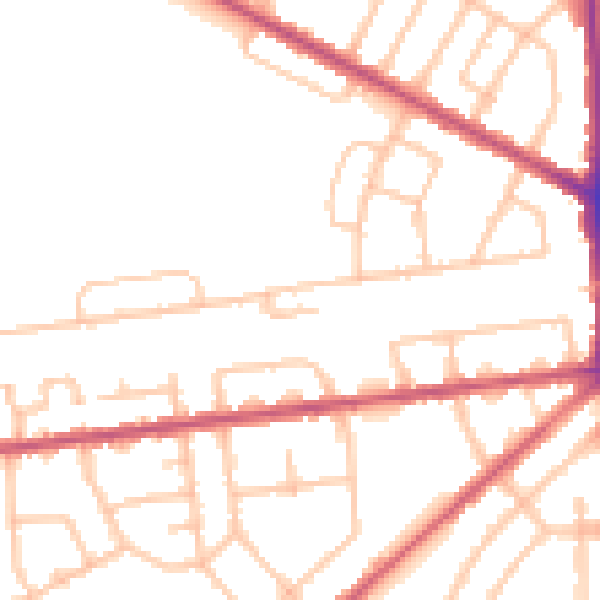 Daytime road noise heatmap for RM9 5BU