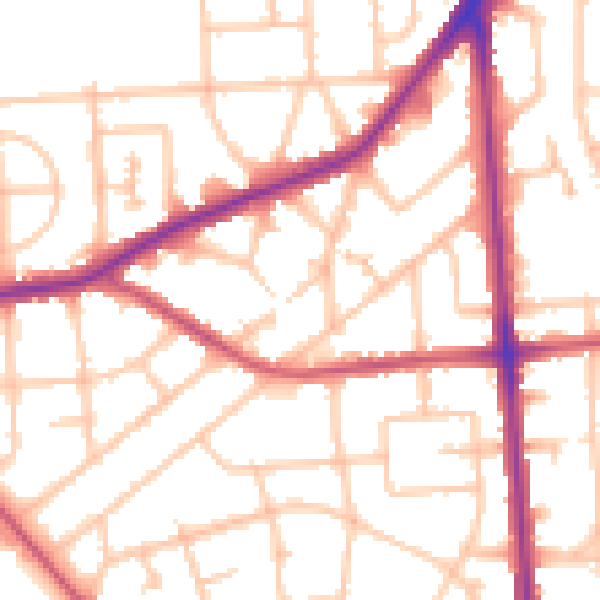 Daytime road noise heatmap for RM9 5BX