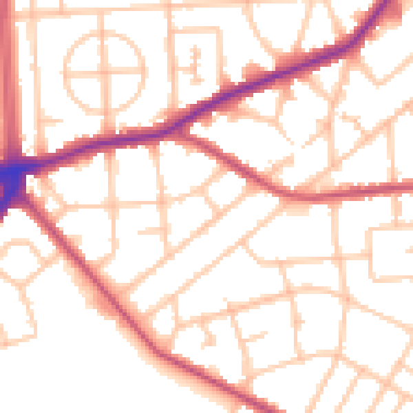 Daytime road noise heatmap for RM9 5HT