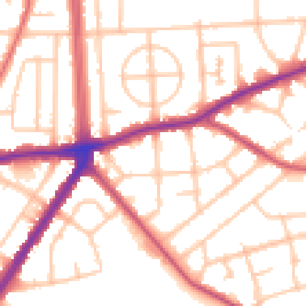 Daytime road noise heatmap for RM9 5LT