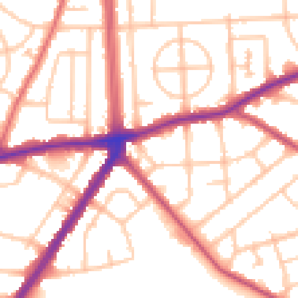 Daytime road noise heatmap for RM9 5NH