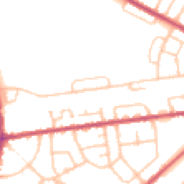 Daytime road noise heatmap for RM9 5RT