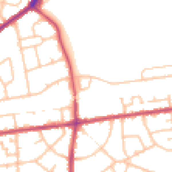 Daytime road noise heatmap for RM9 5SD