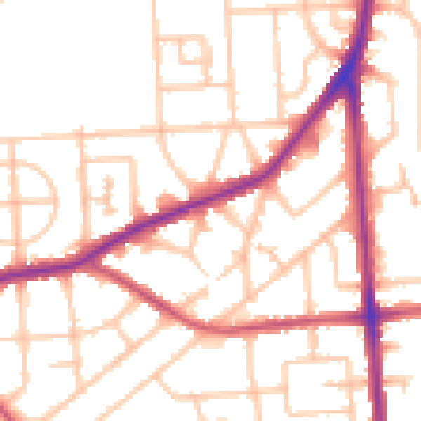 Daytime road noise heatmap for RM9 5TR