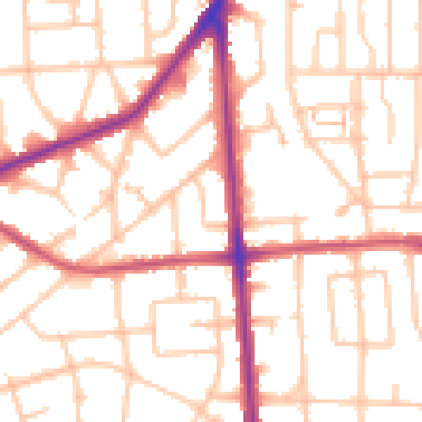 Daytime road noise heatmap for RM9 5UU
