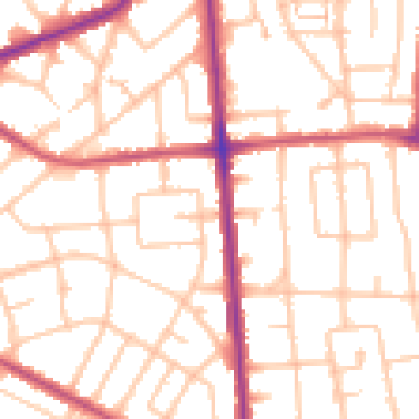 Daytime road noise heatmap for RM9 5XA