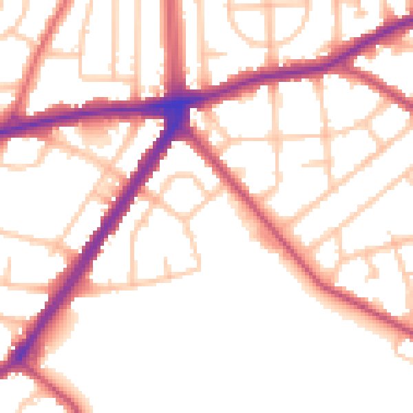 Daytime road noise heatmap for RM9 5XS
