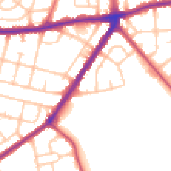 Daytime road noise heatmap for RM9 5YB