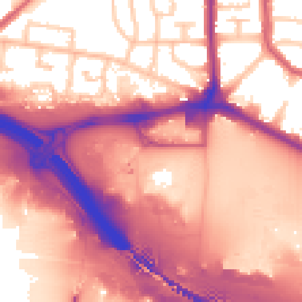 Daytime road noise heatmap for RM9 6FH