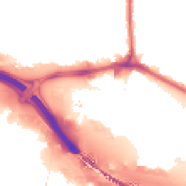 Night-time road noise heatmap for RM9 6FH
