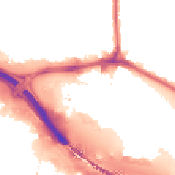 Night-time road noise heatmap for RM9 6FJ