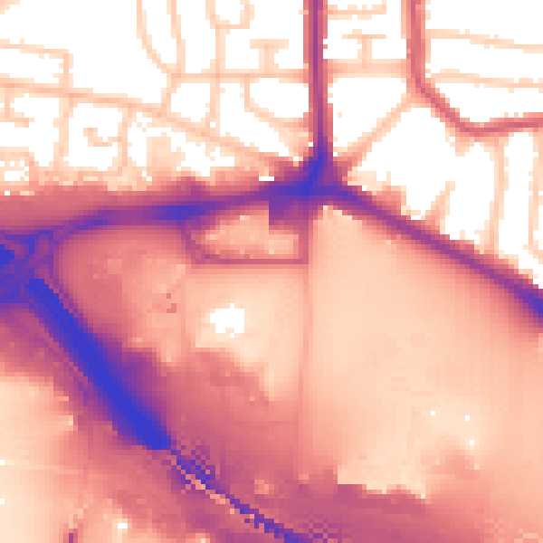 Daytime road noise heatmap for RM9 6FN