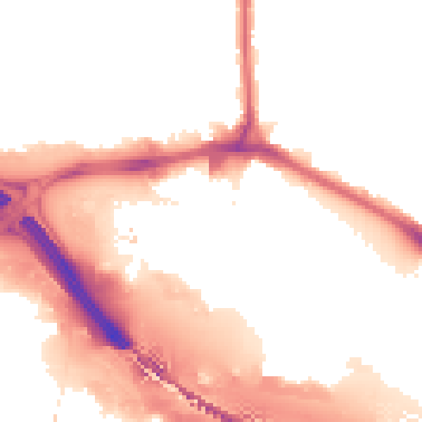 Night-time road noise heatmap for RM9 6FN