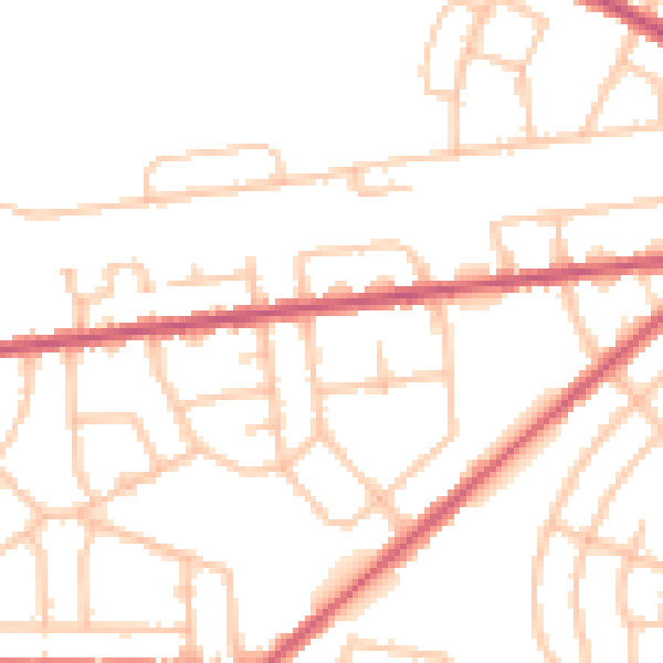 Daytime road noise heatmap for RM9 6JQ