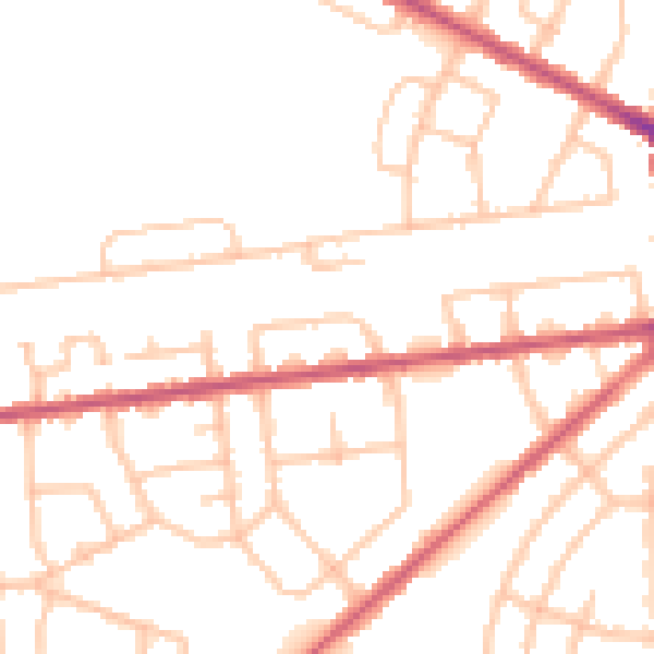 Daytime road noise heatmap for RM9 6JU