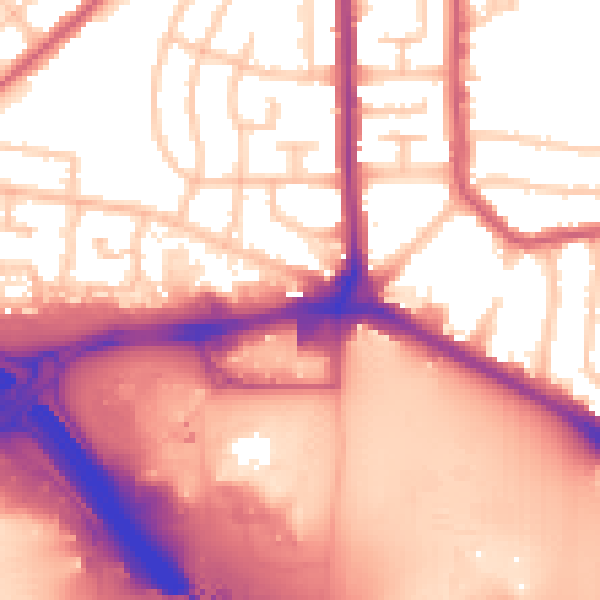 Daytime road noise heatmap for RM9 6RT