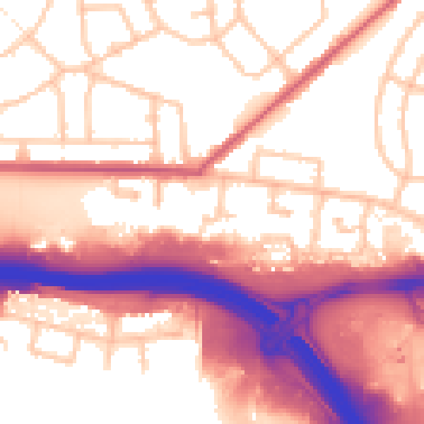 Daytime road noise heatmap for RM9 6XN