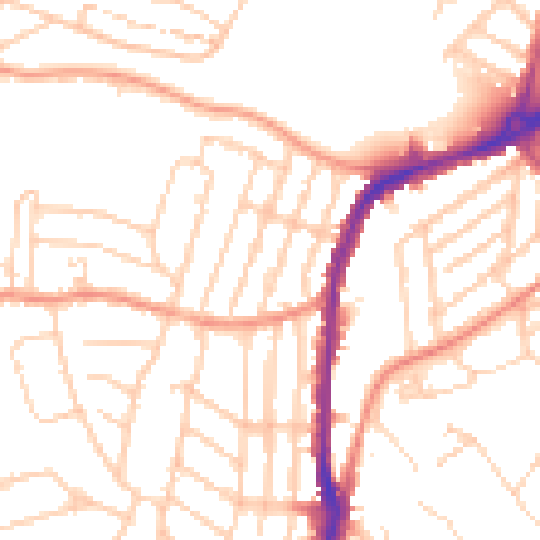 Daytime road noise heatmap for S11 7AL