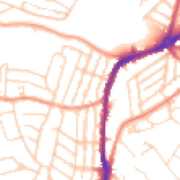 Daytime road noise heatmap for S11 7AN