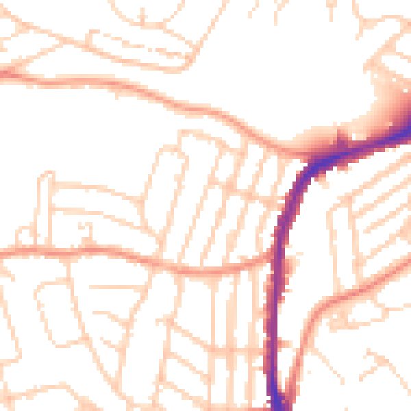 Daytime road noise heatmap for S11 7AU