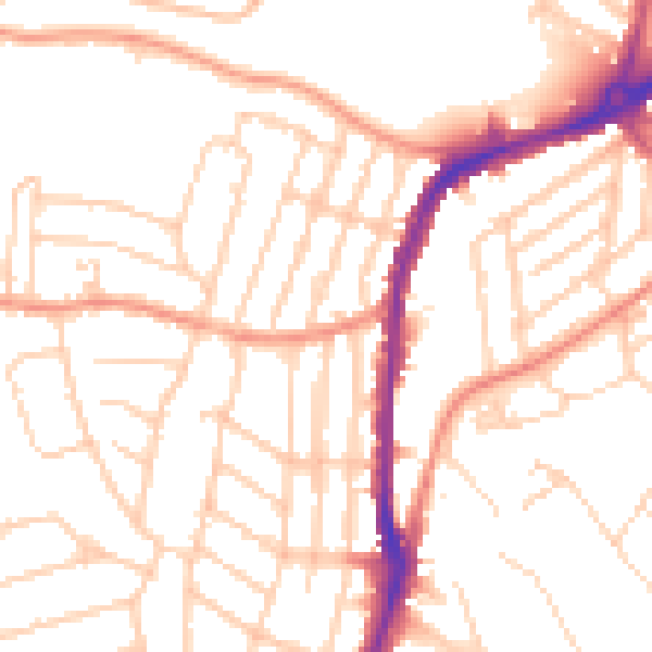 Daytime road noise heatmap for S11 7BN
