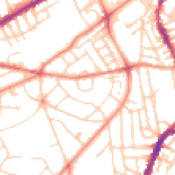 Daytime road noise heatmap for S11 8AX