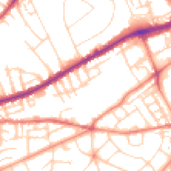 Daytime road noise heatmap for S11 8NP