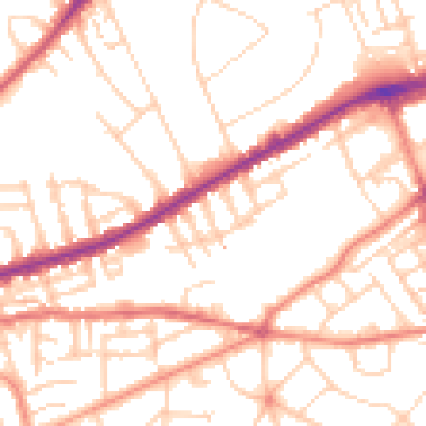 Daytime road noise heatmap for S11 8NT