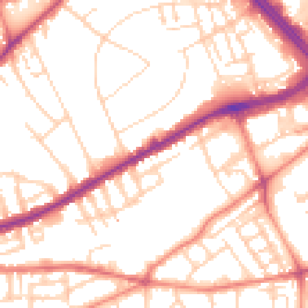Daytime road noise heatmap for S11 8NX