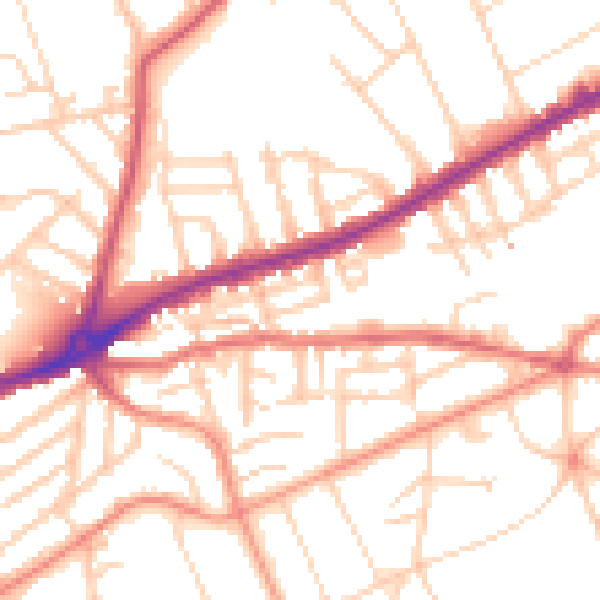 Daytime road noise heatmap for S11 8QE