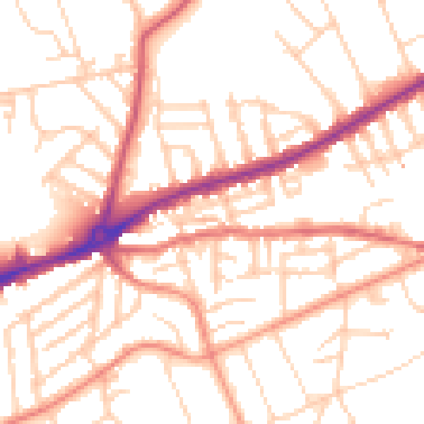 Daytime road noise heatmap for S11 8QL