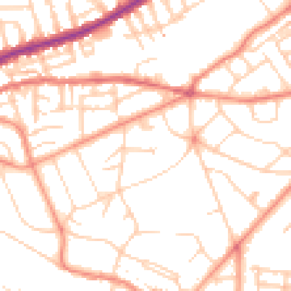 Daytime road noise heatmap for S11 9AE