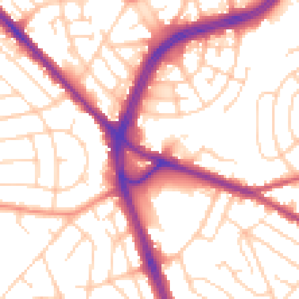 Daytime road noise heatmap for S12 2AA